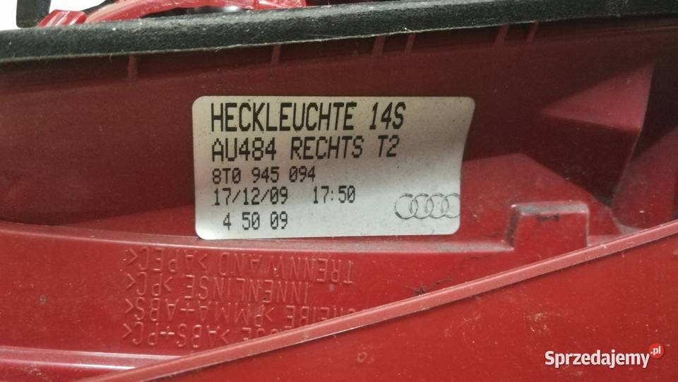 LAMPA PRAWY TYŁ Z KLAPY AUDI A5 8T COUPE Lampy tylne Lampy tylne śląskie Przystajń
