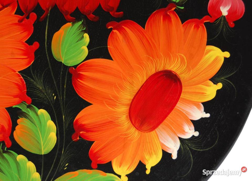 Drewniany malowany talerz do powieszenia wielokolorowy Lublin