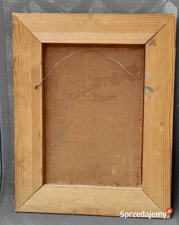 Uliczka obraz olejny deska sygnowany Iłża