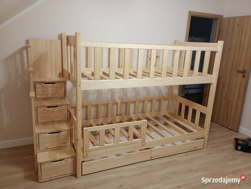Łóżko drewniane ze schodami Łódź