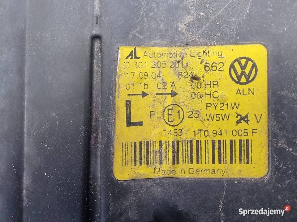 LAMPA LEWA PRZÓD VOLKSWAGEN TOURAN 1T0941005F Lipno