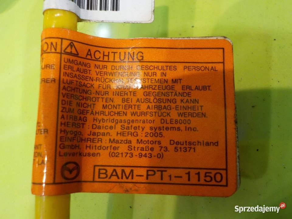 MAZDA MX5 III 06r 2D AIRBAG poduszka fotela lewa Suków
