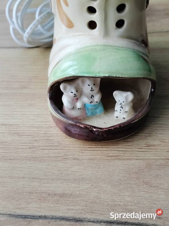 Stara śliczna lampka nocna but trzy misie Choszczno