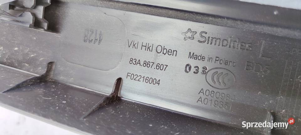 TAPICERKA KLAPY TYŁ LEWA AUDI Q3 F3 83A867607 osobowe Przystajń