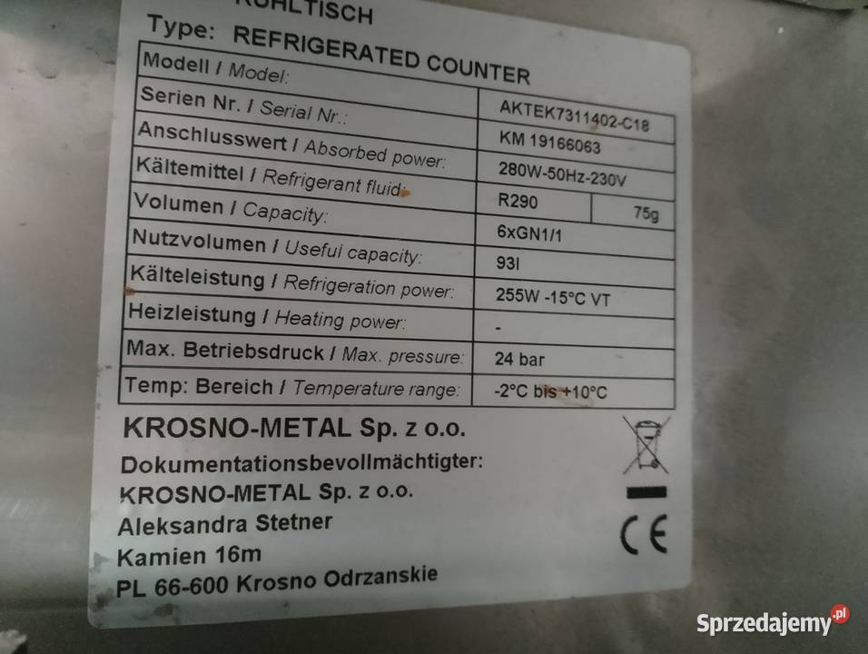 PODSTAWA CHŁODNICZA JEZDNA 6 SZUFLAD RILLING dolnośląskie Wrocław