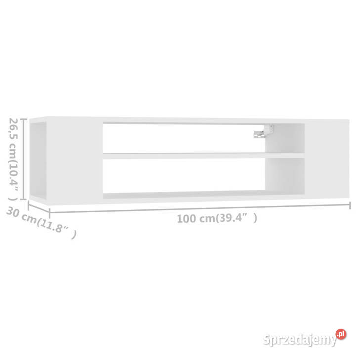 Wisząca szafka TV biała 100x30x265 materiał Warszawa