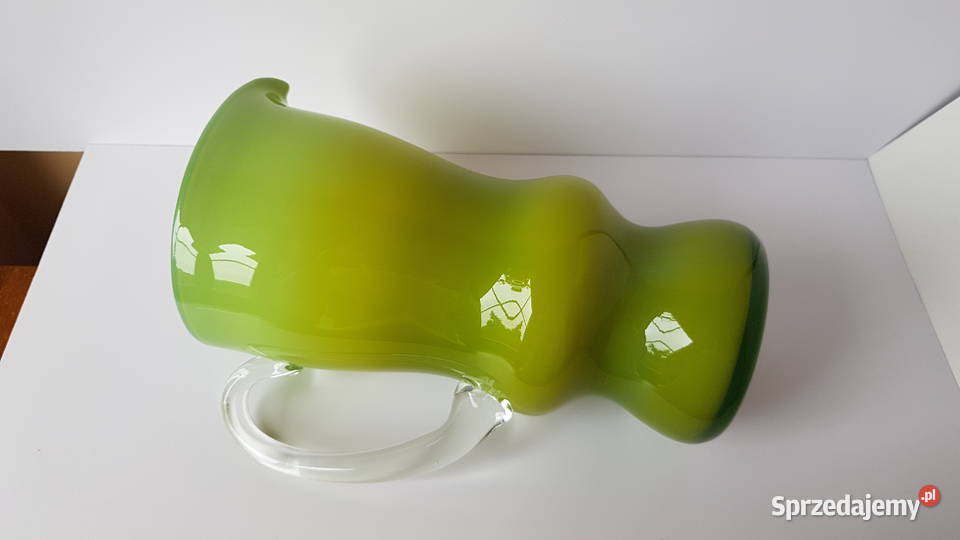 Duży stary dzban dzbanek kolorowe szkło PRL Dąbrowa Górnicza