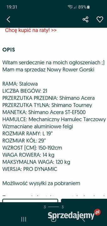 Rower Górski Galaxy Bogdanowo