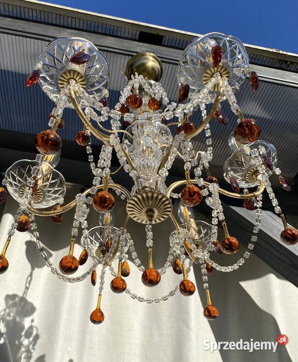 Francuski kryształowy Żyrandol 24 6ram Antyk Lampy Warszawa