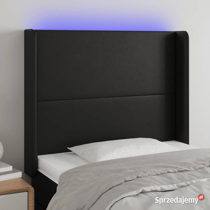 Zagłówek do łóżka z LED czarny 93x16x118128 Ramy i stelaże