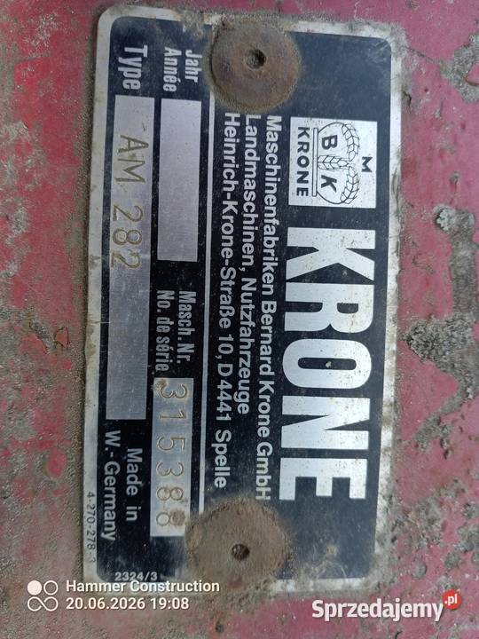 Kosiarka dyskowa Krone AM 282 nieuszkodzony Tuczapy