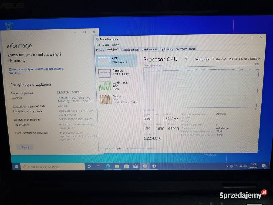 LAPTOP ASUS K50IJ podkarpackie sprzedam