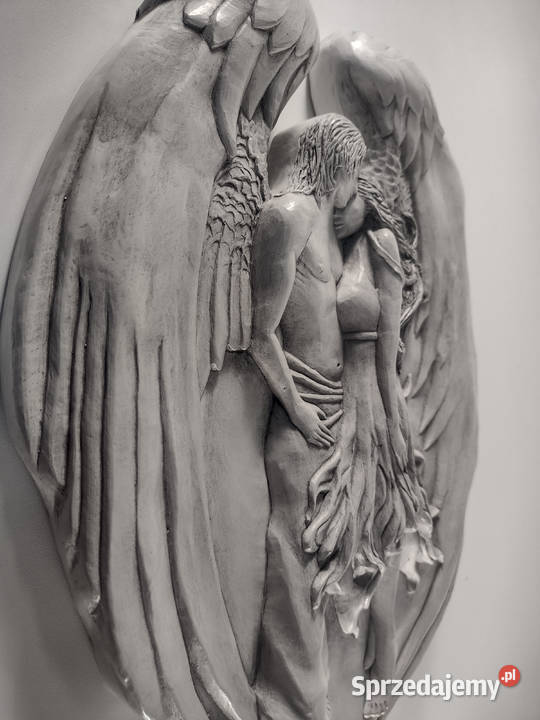 Zakochany Anioł Płaskorzeźba Gipsowa Miłość Love