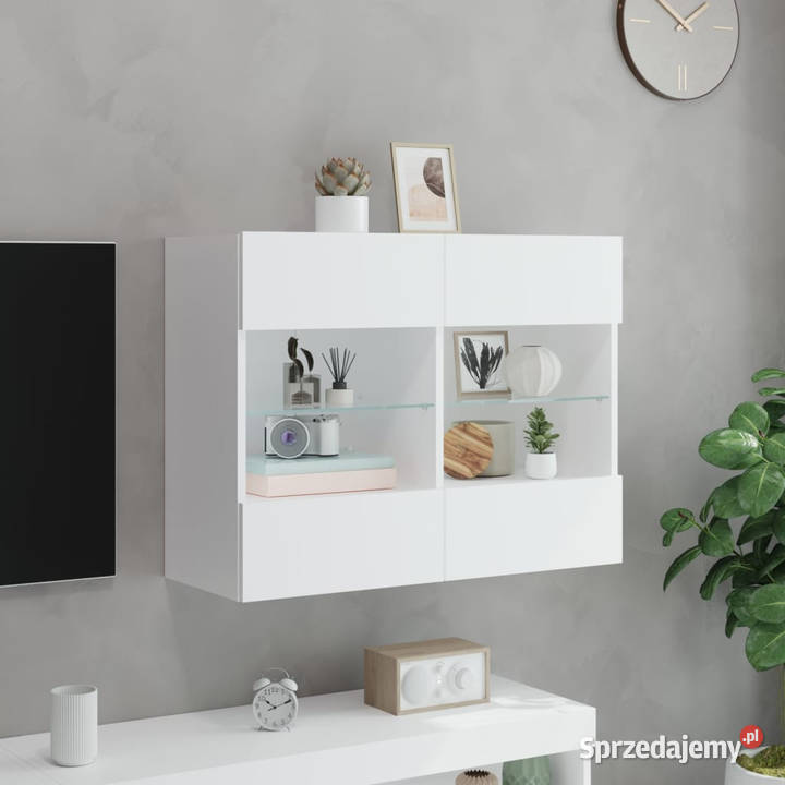Ścienna szafka TV z LED biała 785x30x605 Warszawa sprzedam