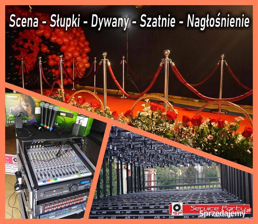 Słupek odgradzający złoty srebrny taśma sznur Obsługa imprez Obsługa imprez małopolskie Wieliczka