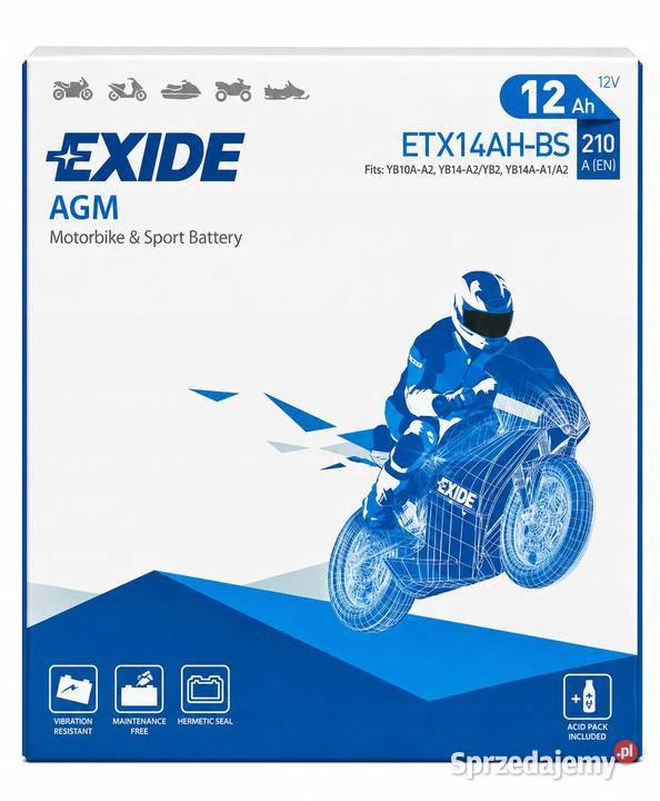 Akumulator EXIDE ETX14AHBS 12Ah 210A osobowe Jelcz-Laskowice
