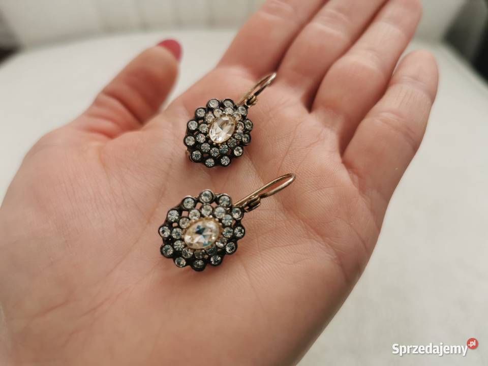 Piękne vintage srebrne kolczyki z dużą ilością Rzeszów