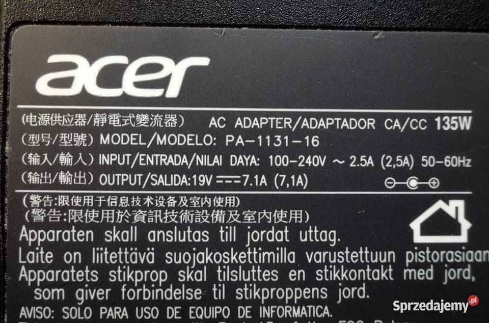 Zasilacz ACER PA113116 19v 71A Szczecin sprzedam