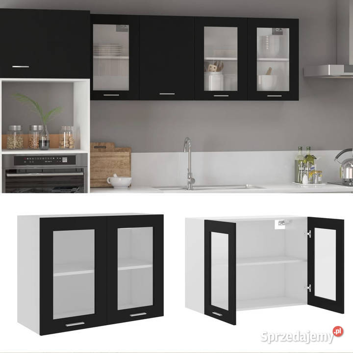 Szafka wisząca z szybą czarna 80x31x60 WM802530 Kuchenne Meble