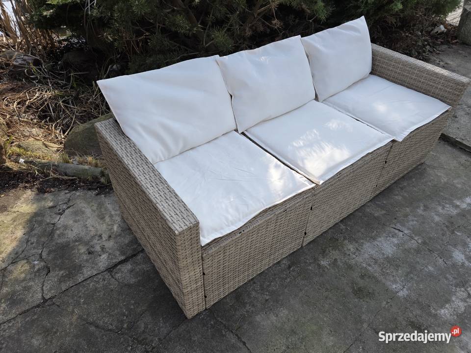 Sofa ogrodowa z poduszkami 3osobowa beżowa Wschowa