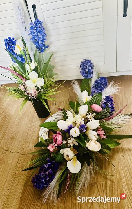 Dekoracja nagrobna na wiklinowym wianku handmade Przysucha