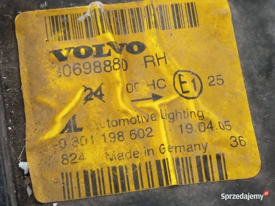 LAMPA PRZÓD PRAWA EU V50 30698880 Volvo S40 II świętokrzyskie