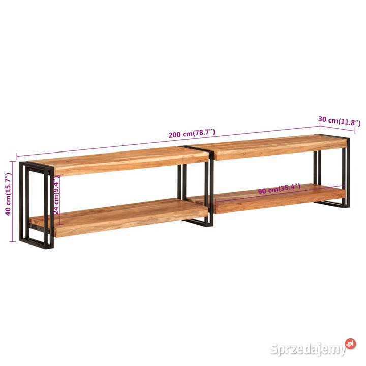 Szafka pod TV 200x30x40 lite drewno akacjowe RTV Warszawa