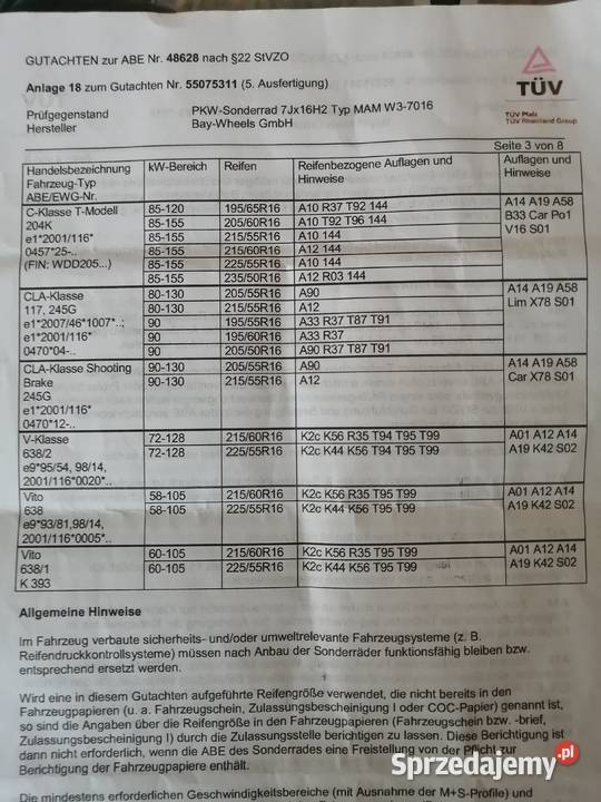 Na sprzedaż posiadam felgi aluminiowe 16R Konopiska