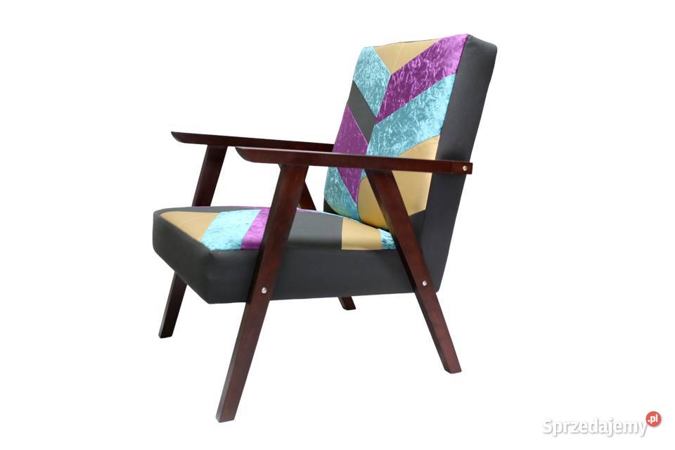 Krzesło Patchwork Kolorowe Vintage Pluszowe 50cm Krzesła Kazimierz Biskupi sprzedam