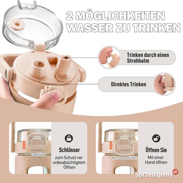 HYDRAGLAZIC Szklana butelka na wodę 960ml z Jadowniki