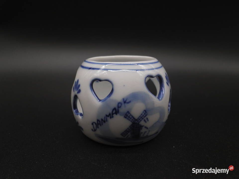 Ceramiczny świecznik w stylu Delft Blue Denmark Raszków
