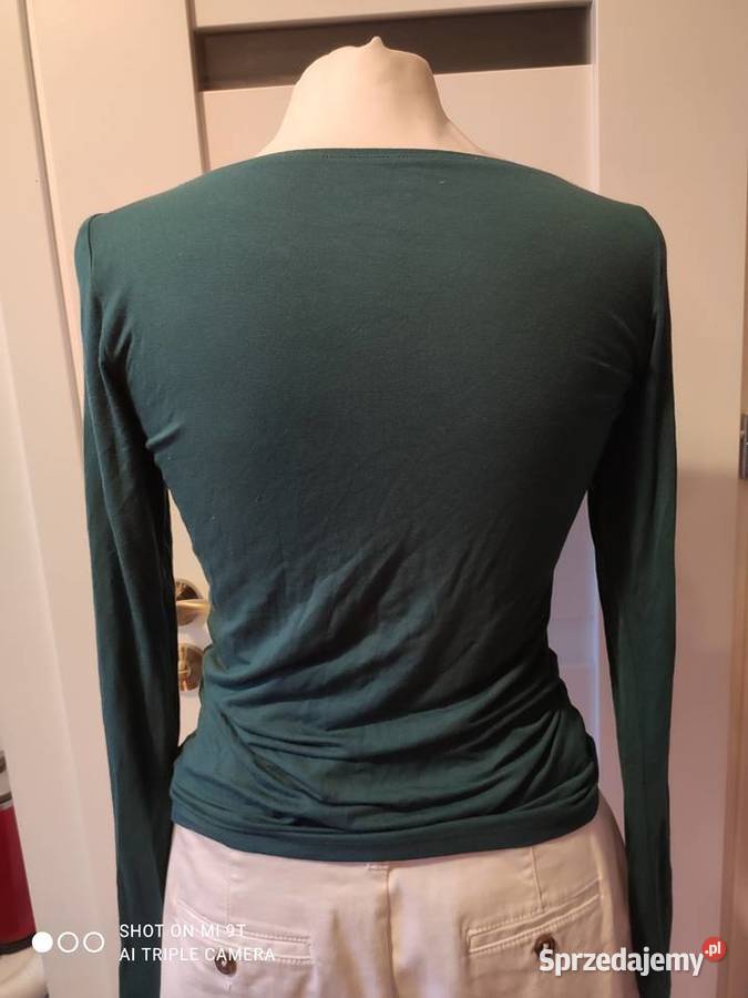 Nowa wiskozowa bluzka zielona dekolt łódkowaty Warszawa