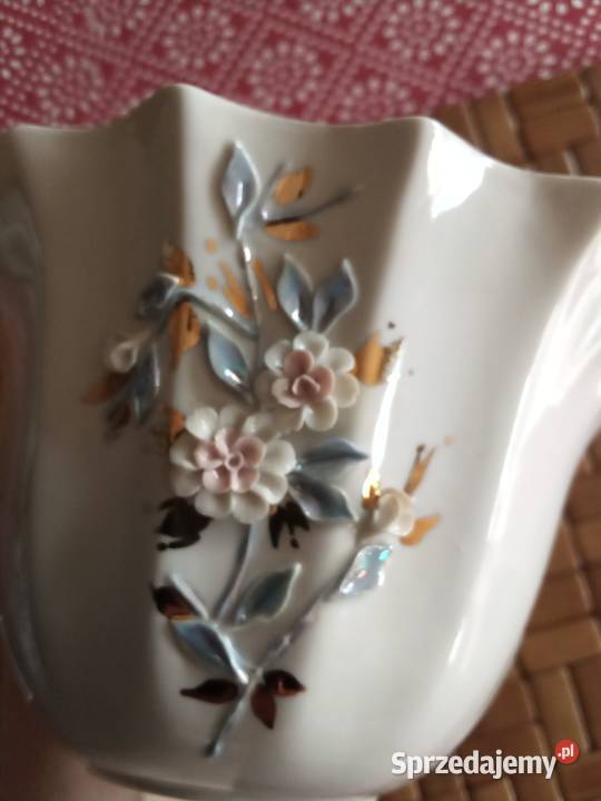 Prl bomboniera iryzowany cienka porcelana Fenix Łódź