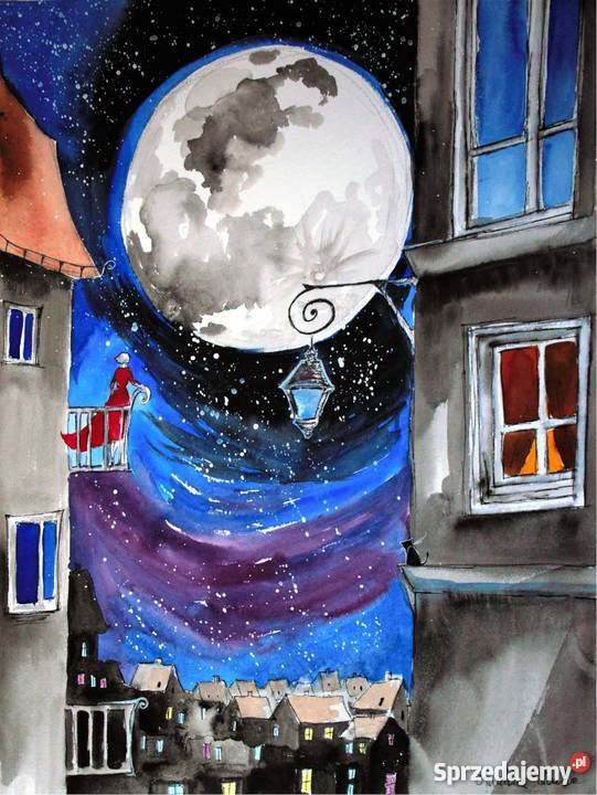 KIEDY PEŁNIA SIĘ WYPEŁNIA akwarela artystki Katowice