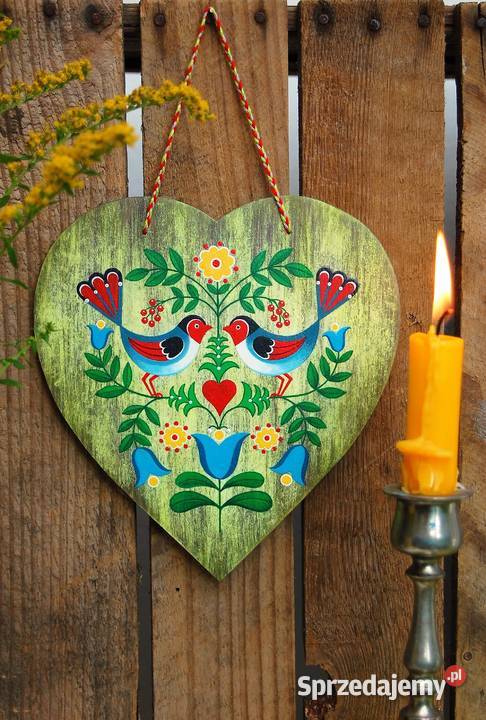 Zawieszka drewniana serce ptaki skandynawski Dekoracje i ozdoby Lublin