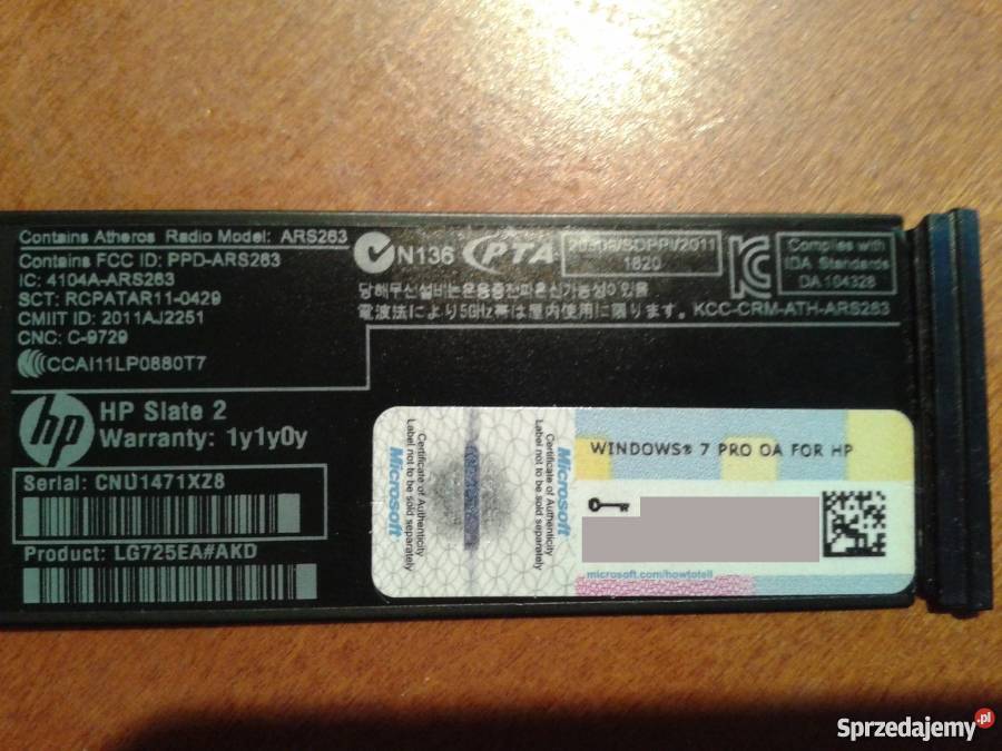 TABLET HP SLATE 2 WIN7 lubelskie sprzedam