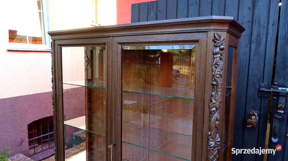 Salonowa Unikatowa Witryna Serwantka Dąb 1920 r Meble Antyki, Sztuka, Kolekcje dolnośląskie