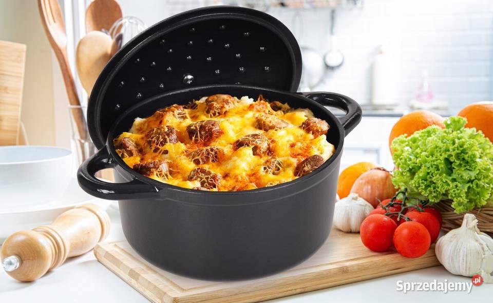 25L żeliwny garnek z samopodlewającą pokrywką Warszawa