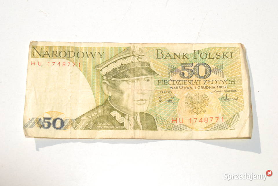Stary banknot 50 złotych Świerczewski 1988 antyk Cieszyn