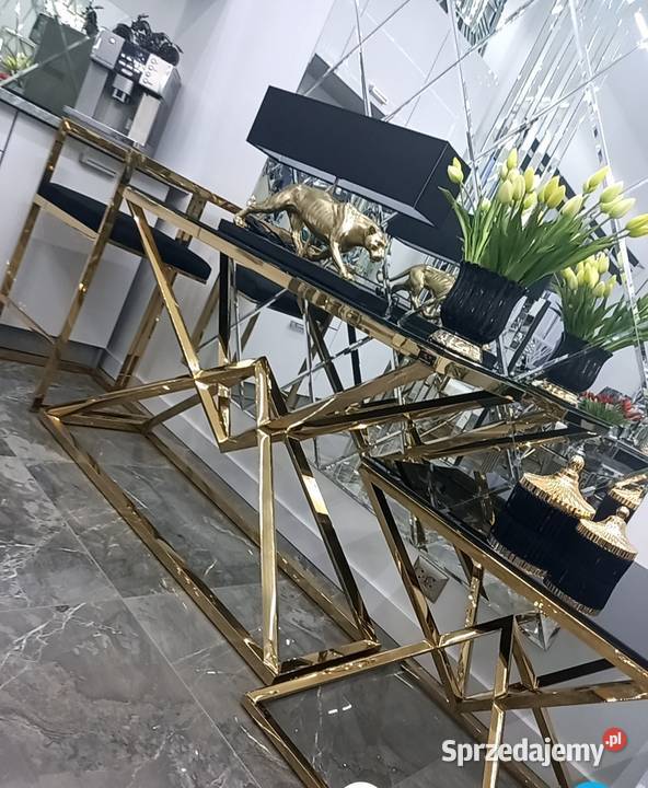 Konsola KOMODA złota nowoczesna glamour szyba Nowy Sącz
