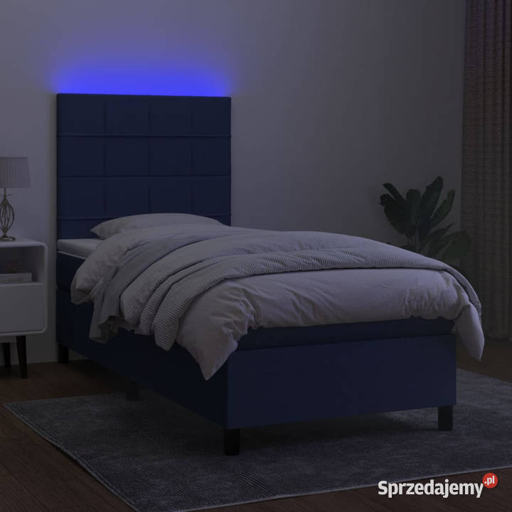 Łóżko kontynentalne z materacem niebieskie 80cm sprzedam