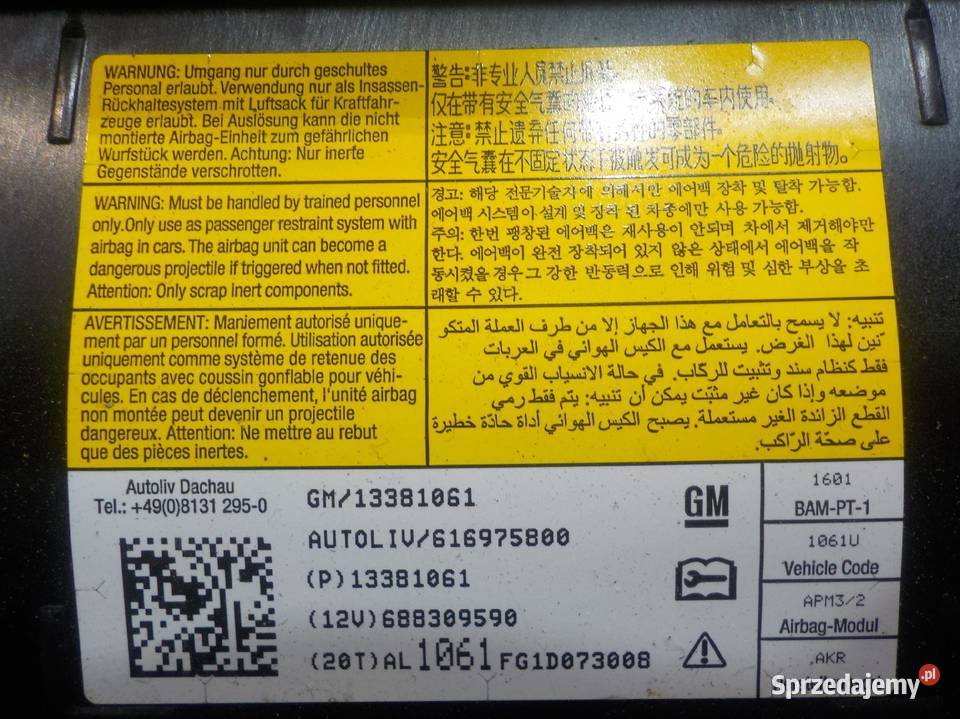 ORLANDO 18 B 13r 5D AIRBAG poduszka pasazera Poduszki powietrzne Wyposażenie wnętrza Suków