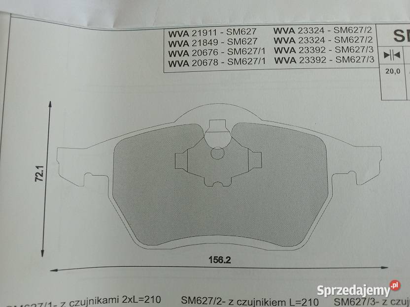 SM627 Klocki hamulcowe kpl przód AUDI 100 C4 A3 osobowe Olsztyn