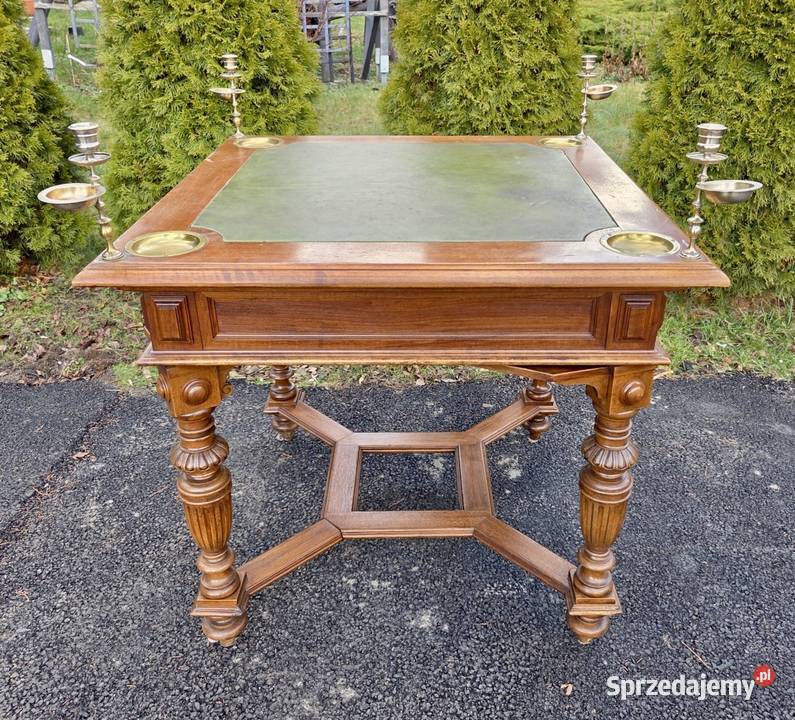 Wyjątkowy orzechowy karciak z końca XIX wieku Szczecin