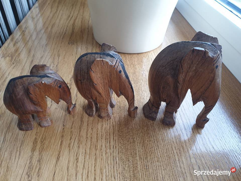 Figurka drewno słoń 3 Antyki, Sztuka, Kolekcje Radom