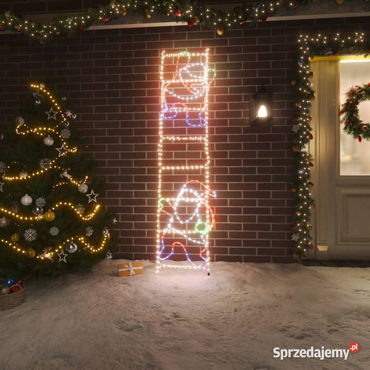 Ozdoba świąteczna Mikołaj na drabinie 552 LED mazowieckie