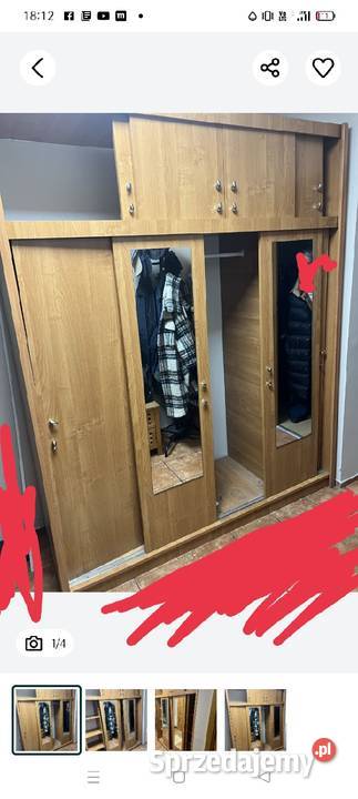 Szafa brązowa przesuwna z lustrem pokoju Czernikowo