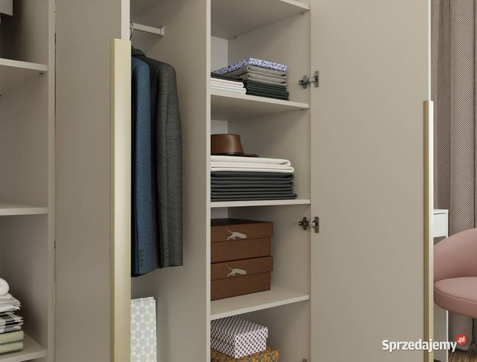 Szafa SENSO 3D 150 3 drzwi złote uchwyty 150cm Dom i Ogród