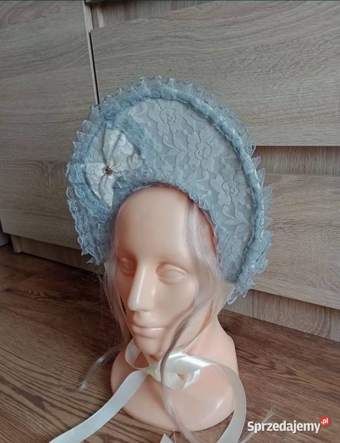 Nowy bonnet otwarty z koronki wiktoriański Galanteria i dodatki