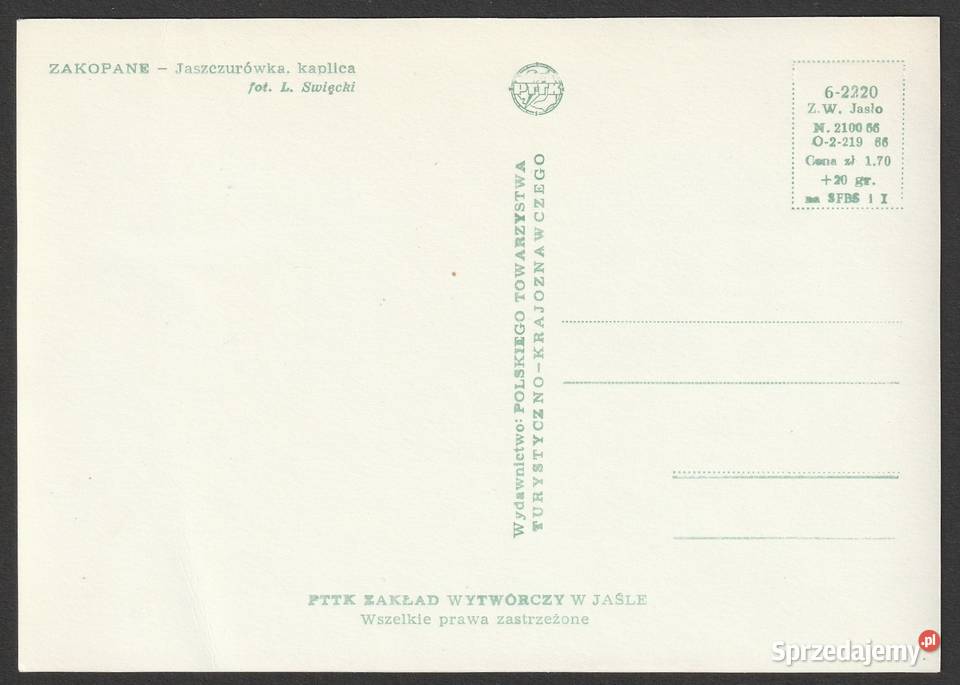 ZAKOPANE JASZCZURÓWKA 1966 BEZ OBIEGU Łódź